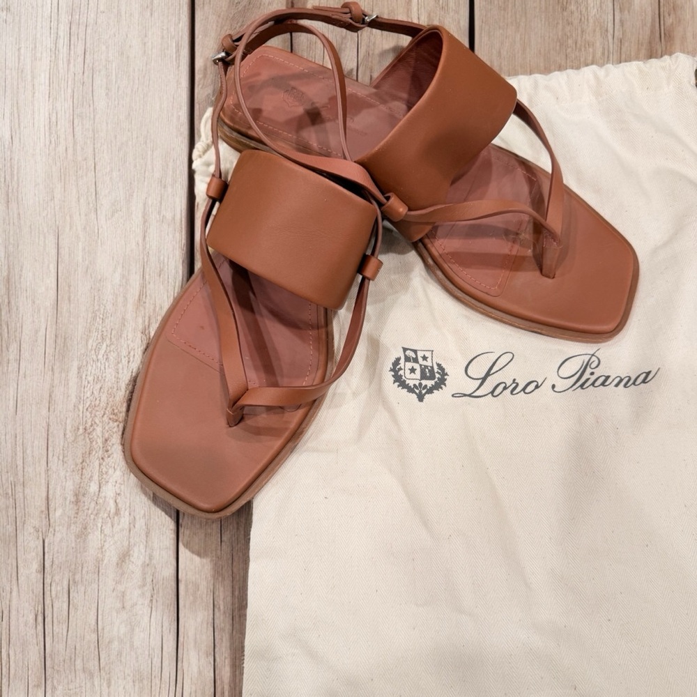 Loro Piana Tan Leather Sandals